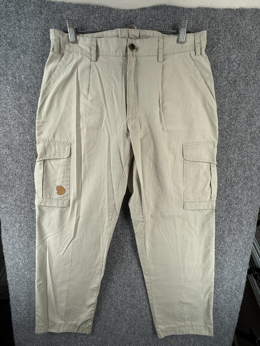 Fjallraven Cotton Polyester Pants 42 Logo Cargo Beige Women Outdoors ACTL 33x30